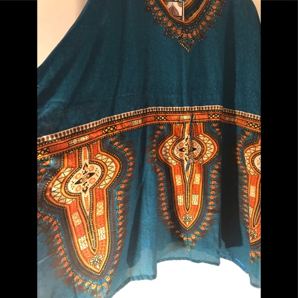 NWT California Woman Dashiki, Size: Free Size, Color: Dark Turquoise & Orange - Picture 4 of 12